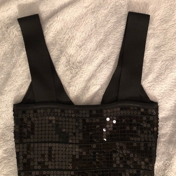 Anthro BB Dakota Black Sequin Bodycon Dress XS - Picture 5 of 5